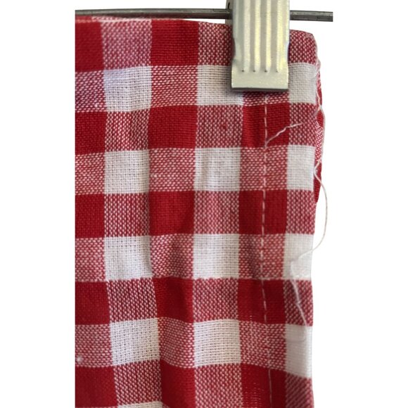 Two Pioneer Woman Red & White Pom Tassled Window Panels 34.5" gingham - Picture 7 of 13
